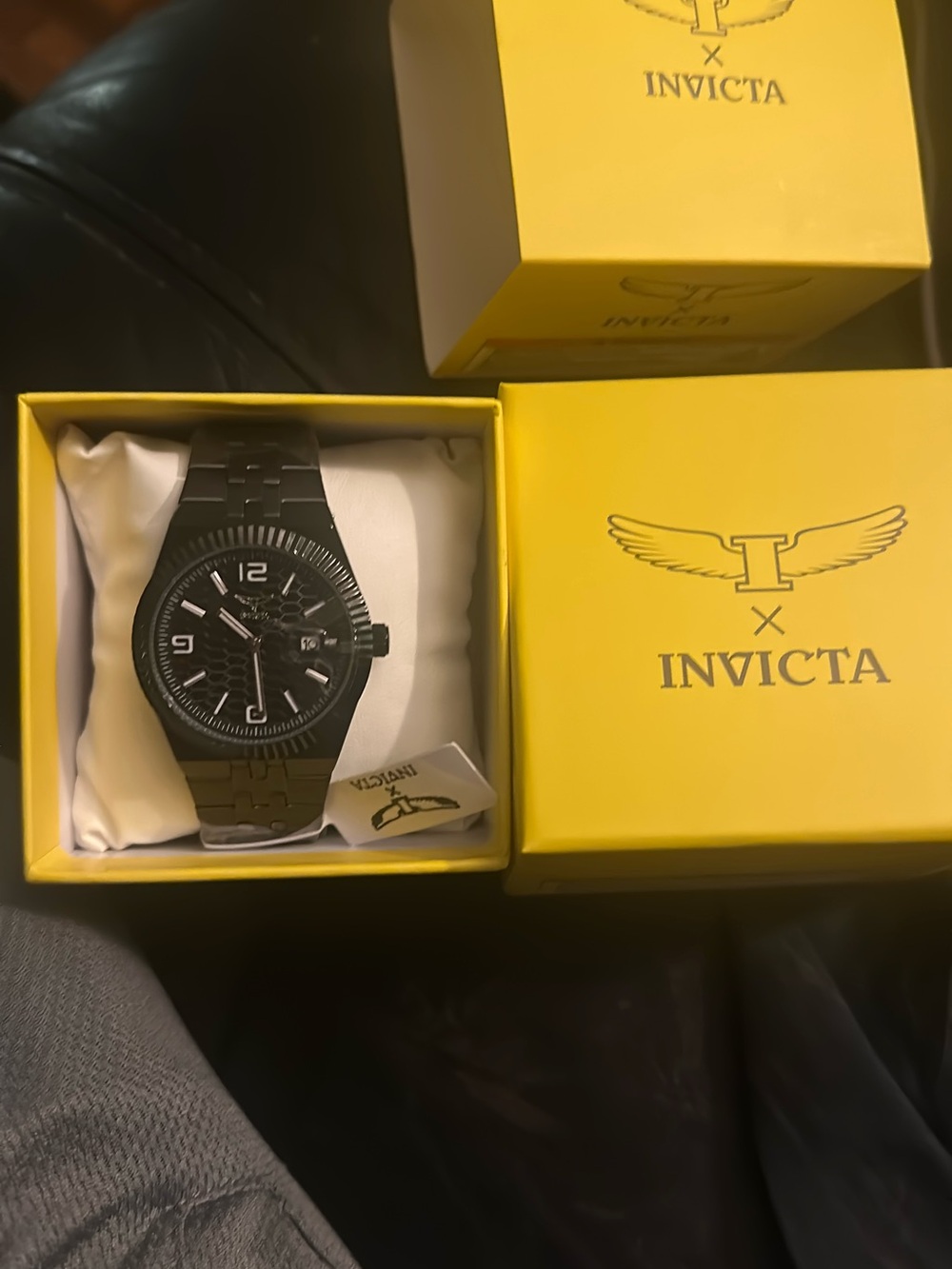 Invicta Black Stainless Steel Watch with Black Dial